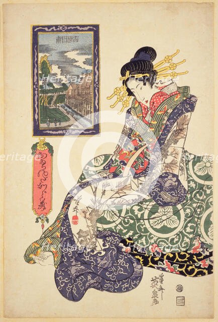 Oiranda kagami. Yoshiwara tanbo, ca 1825. Creator: Eisen, Keisai (1790-1848).