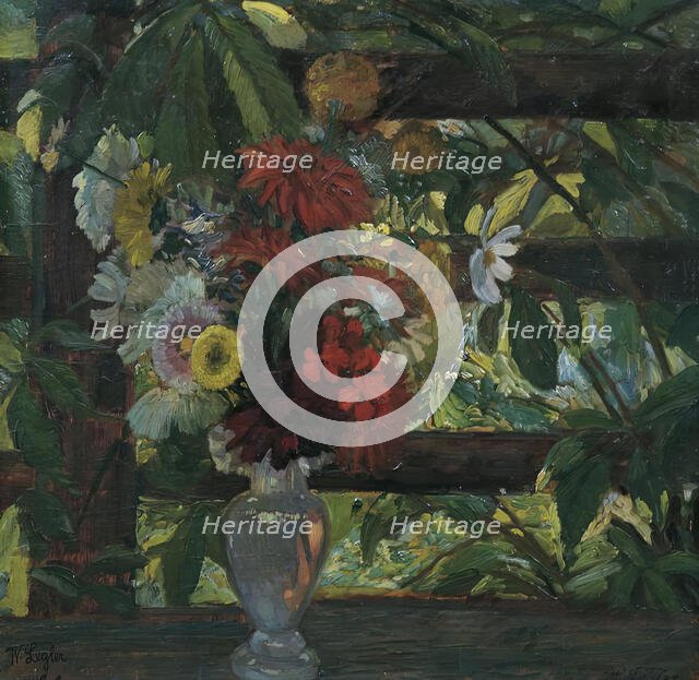 Leaf with flowers, undated. (c1920s) Creator: Wilhelm Legler.