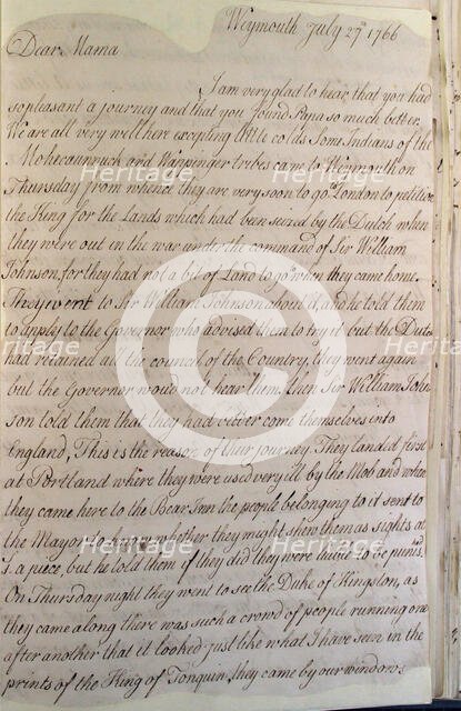 Letter from Hester Pitt, 1766. Creator: Hester Stanhope.