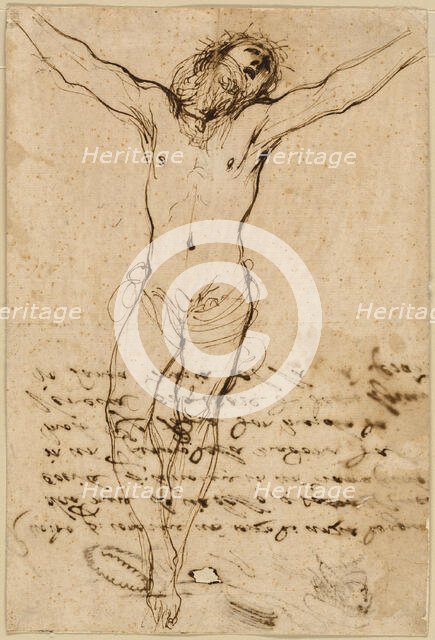 Christ on the Cross: Study for the Crucifixion with Saints, 1624/25. Creator: Guercino.