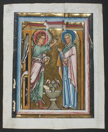 Manuscript Leaf with the Annunciation, from a Psalter , German, mid-13th century. Creator: Unknown.