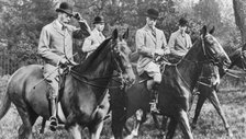 King George V riding in Windsor Great Park with his sons, c1930s. Artist: Unknown