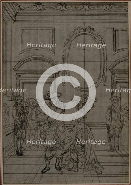 Study for a second edition, never published, of Colle's "La Partie de Chasse de Hen..., before 1766. Creator: Hubert Francois Gravelot.