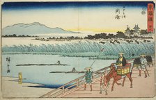 Okazaki: Yahagi River (Okazaki, Yahagigawa)—No. 39, from the series "Fifty-three..., c. 1847/52. Creator: Ando Hiroshige.