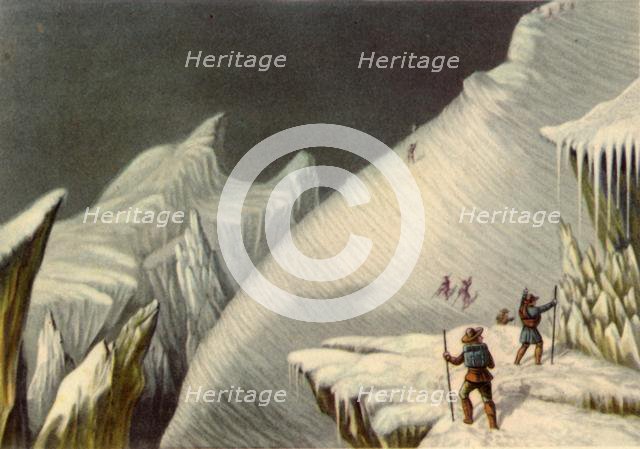 Stage in the ascent of Mont Blanc, c1853, (1946).  Creator: George Baxter.