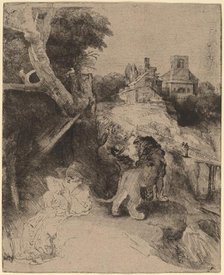 Saint Jerome Reading in an Italian Landscape, c. 1653. Creator: Rembrandt Harmensz van Rijn.