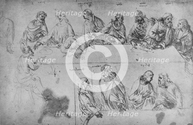 'Studies for the Last Supper', c1480 (1945). Artist: Leonardo da Vinci.