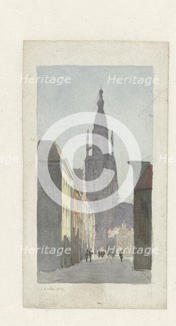 Street view with a view of the Grote Kerk in Breda, 1832. Creator: Carel Jacobus Behr.