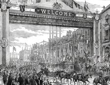 The Queen's Visit to the East End of London: Triumphal Arch in Whitechapel-Road, 1876. Creator: Unknown.