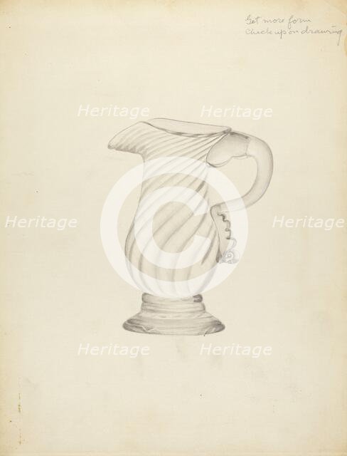 Blown Glass - Pitcher, 1935/1942. Creator: Vincent Burzy.