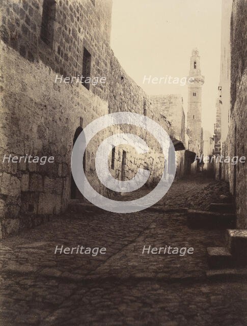 Jérusalem. Une rue de Jérusalem et entrée du Grand Couvent, 1860 or later. Creator: Louis de Clercq.