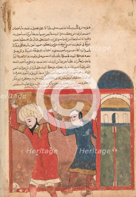 The Merchant and his Accomplice Carry Away Goods, Folio from a Kalila wa Dimna, 18th century. Creator: Unknown.
