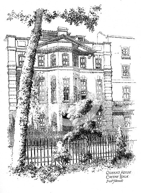 Queen's House, Cheyne Walk, Chelsea, London, 1912. Artist: Frederick Adcock
