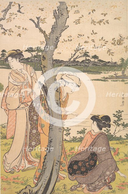 Gathering Young Flowers, late 18th century. Creator: Katsukawa Shuncho.