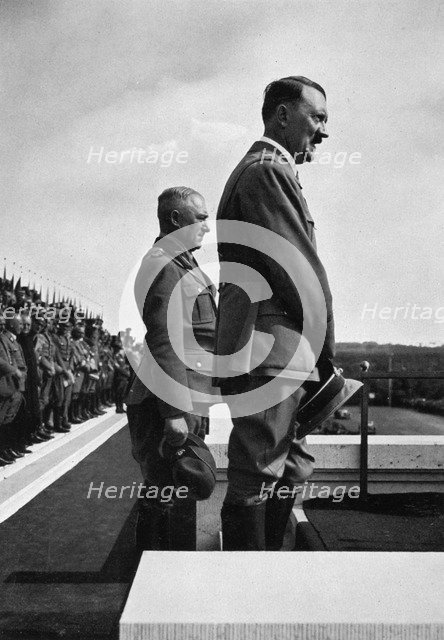 Adolf Hitler with Konstantin Hierl, Nuremberg Rally, Germeny, 1935. Artist: Unknown