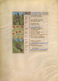 June Calendar Page; Mowing; Cancer; Katherine Hours, about 1480-1485. Creator: Unknown.