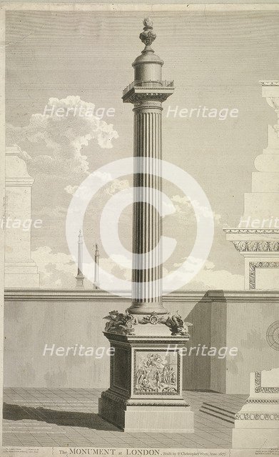 View of the Monument, City of London, 1791.  Artist: William Lowry