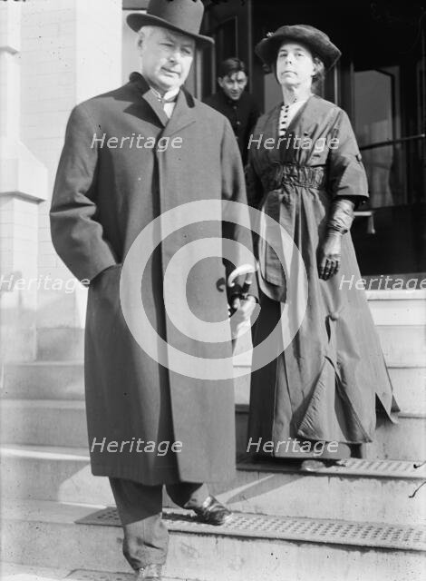 US Postmaster General Albert Sidney Burleson with Mrs. Burleson, 1913. Creator: Harris & Ewing.