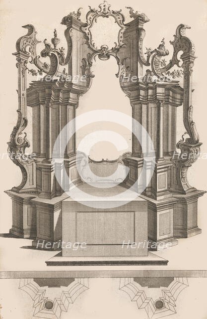 Design for a Monumental Altar, Plate 'q' from 'Unterschiedliche Neu Inventi..., Printed ca. 1750-56. Creator: Jacob Gottlieb Thelot.