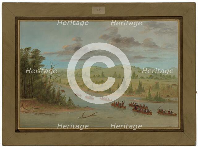La Salle's Party Entering the Mississippi in Canoes. February 6, 1682, 1847/1848. Creator: George Catlin.