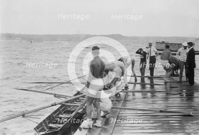 Stanford University crew, Hudson River, New York, near Poughkeepsie, between c1910 and c1915. Creator: Bain News Service.