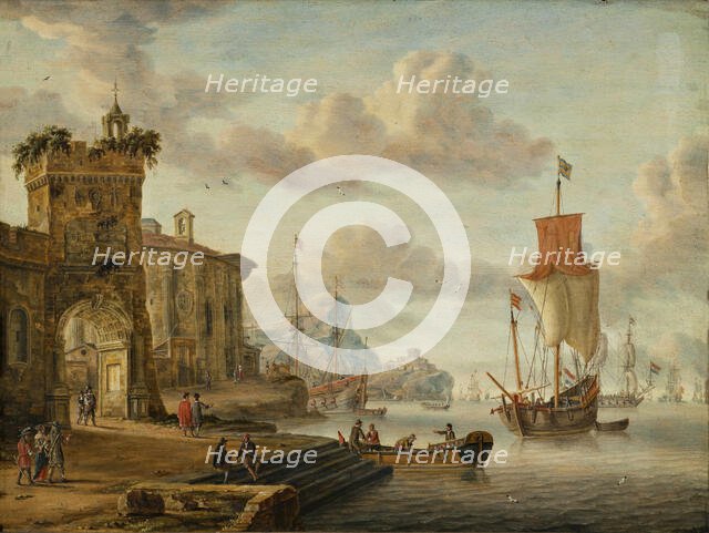 Mediterranean Harbour View, 1674. Creator: Jacobus Storck.