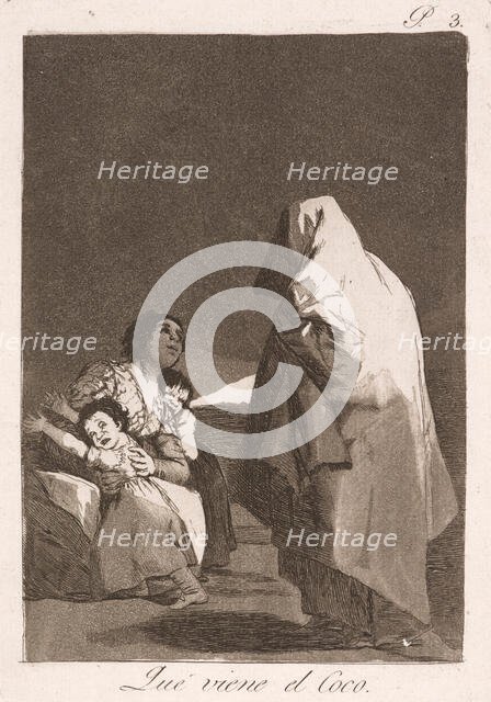 Que viene el coco (The Bogey-man is coming), 1799. Creator: Francisco Goya.