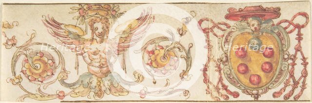 Design with Medici Coat of Arms and Harpy (Embroidery Design?), 16th century. Creator: Anon.