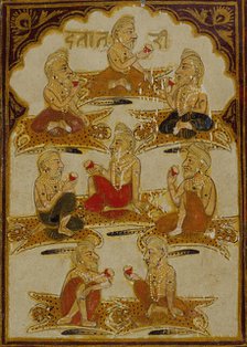 Eight Yogis, Number Eight of the Ishana Suit, Playing Card from a 32-Suit Dashavatara..., c1800. Creator: Unknown.