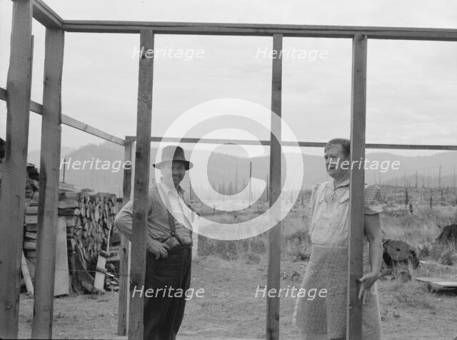 Farmer starting out on cut-over land building..., Priest River Valley, Bonner County, Idaho, 1939. Creator: Dorothea Lange.