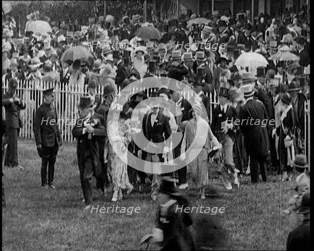A Group of Race Goers Standing in Line at Ascot Race Track, 1924. Creator: British Pathe Ltd.