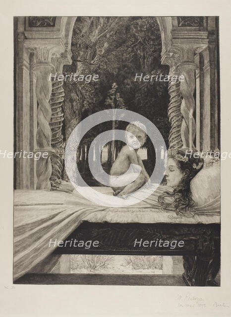 Dead Mother, plate ten from On Death, Part II, 1889. Creator: Max Klinger.