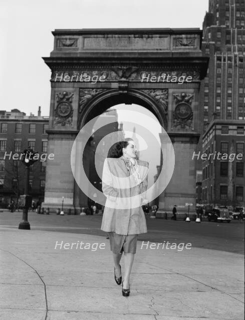Portrait of Ann Hathaway, Washington Square, New York, N.Y., ca. May 1947. Creator: William Paul Gottlieb.