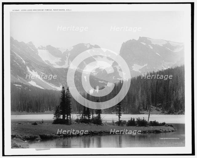 The heart of the Rockies, Long Lake & snowy range near Ward, Colo., c1901. Creator: William H. Jackson.