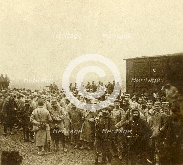 Prisoners at Perthes les Hurlus, northern France, c1914-c1918. Artist: Unknown.