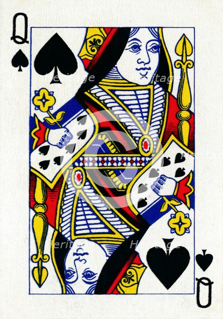 Queen of Spades from a deck of Goodall & Son Ltd. playing cards, c1940. Artist: Unknown.
