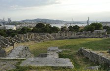 Partial view of the amphitheater ruins, ancient city of Salona, Solin, Croatia, 2018.  Creator: Unknown.