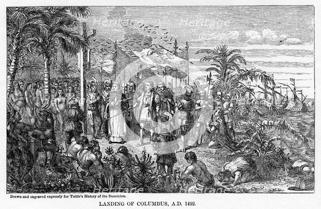'Landing of Columbus, AD 1492', (1877). Artist: Unknown