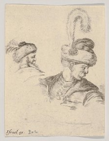 Plate 11: a Polish bust in profile, turned to the right, another Polish head seen from..., ca. 1649. Creator: Stefano della Bella.