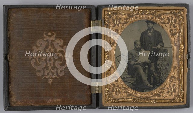 Tintype of two men wearing suits, 1855-1860s. Creator: Unknown.