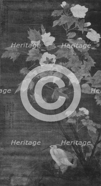 Hibiscus and Egret, dated 1724. Creator: Jiang Tingxi.