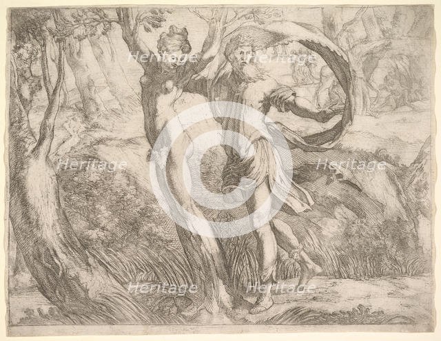 Wilton Album, folio 10a: Priapus and Lotis, ca. 1530-50. Creator: Unknown.