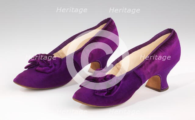 Evening slippers, French, 1885-90. Creator: J Ferry.