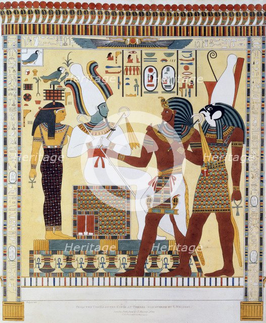 Mural from the Tombs of the Kings of Thebes, discovered by G Belzoni, 1820-1822. Artist: Charles Joseph Hullmandel