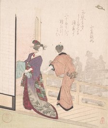 Scene on the Veranda of a Teahouse, 18th-19th century. Creator: Yanagawa Shigenobu.