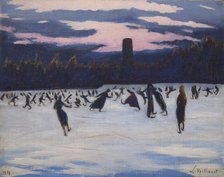 Skaters at Marie-Henriette Park, Ostend, 1924. Creator: Spilliaert, Léon (1881-1946).