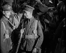 Scene from the Short Silent Feature Film 'Poppies of Flanders'. A Group of Male Actors..., 1920s. Creator: British Pathe Ltd.