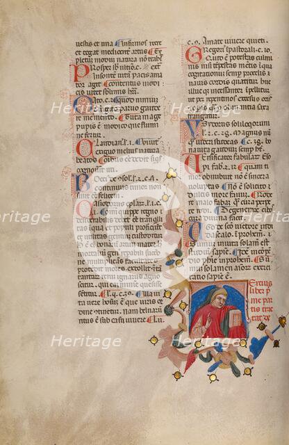 Initial T: Bust Portrait of a Young Man; Compendium moralium notabilium, early 15th century. Creator: Cristoforo Cortese.