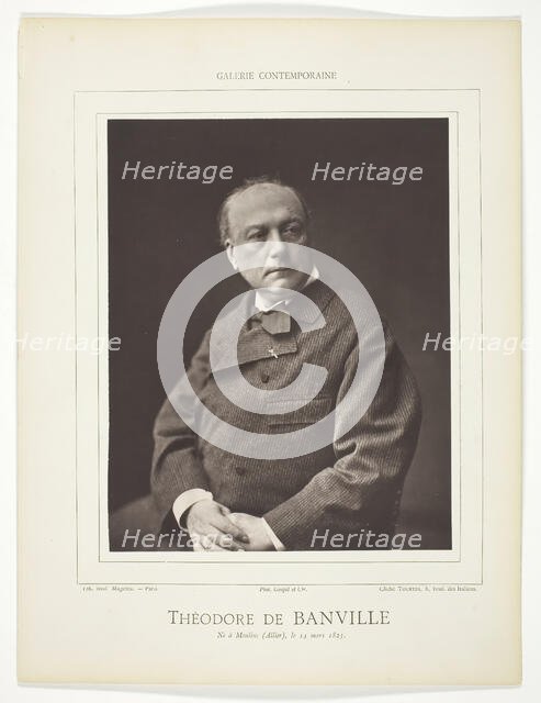 Théodore de Banville, [French poet and writer], c. 1876. Creator: Emile Tourtin.