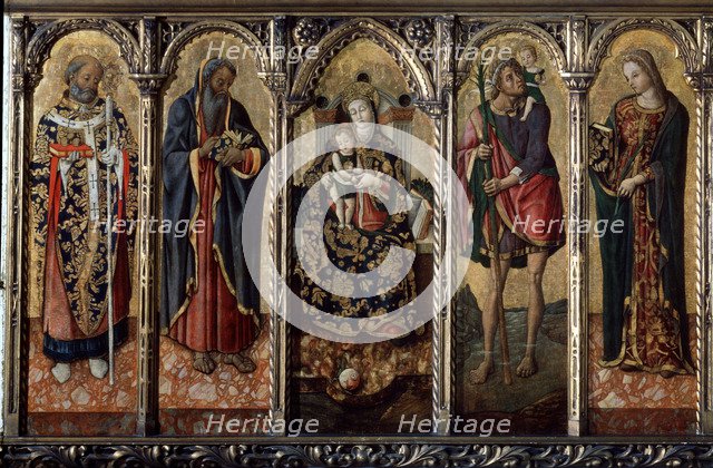 'Madonna and Child with Saints' (polyptych, five separate panels), c1480. Artist: Vittore Crivelli